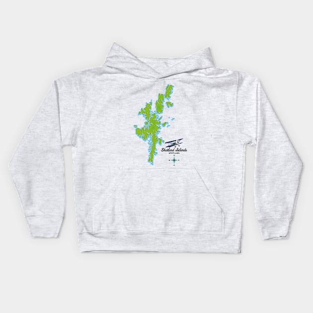 Shetland island map Kids Hoodie by nickemporium1